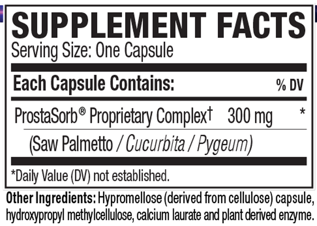 ProstaSorb 60 Capsules Supplement Facts