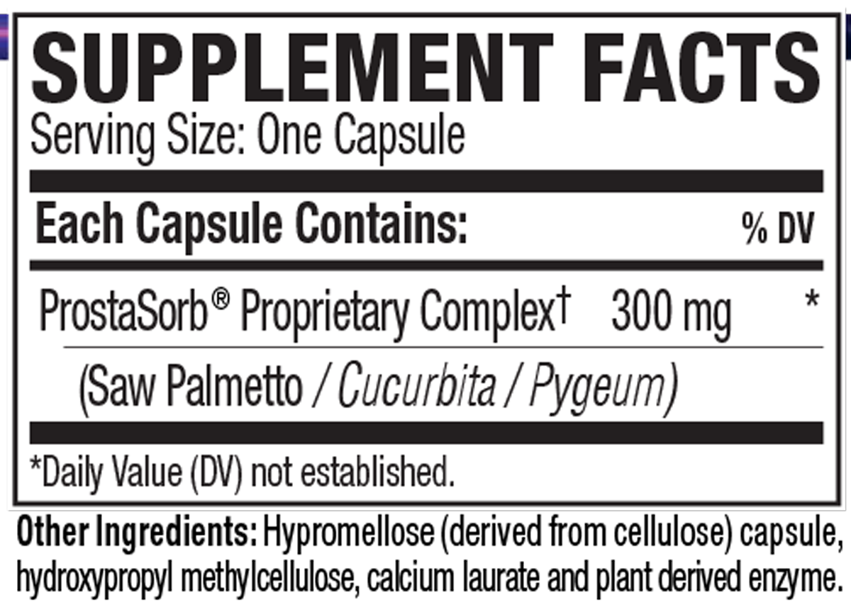 ProstaSorb 60 Capsules Supplement Facts