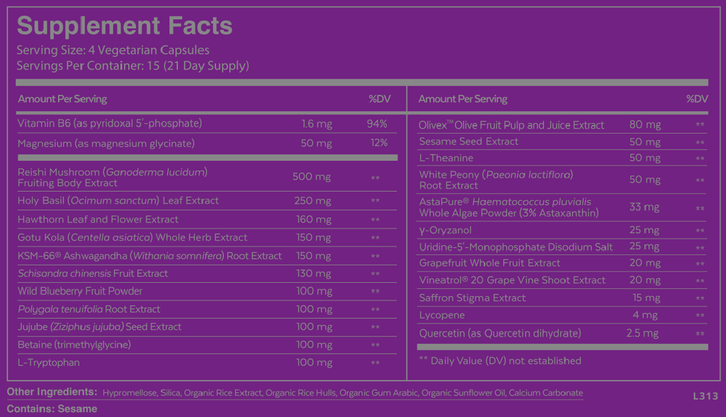 Qualia Night 60 Capsules Supplement Facts