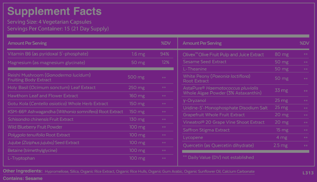 Qualia Night 60 Capsules Supplement Facts