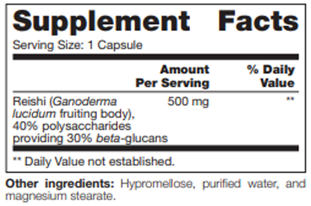 Reishi SAP 60 Capsules Supplement Facts