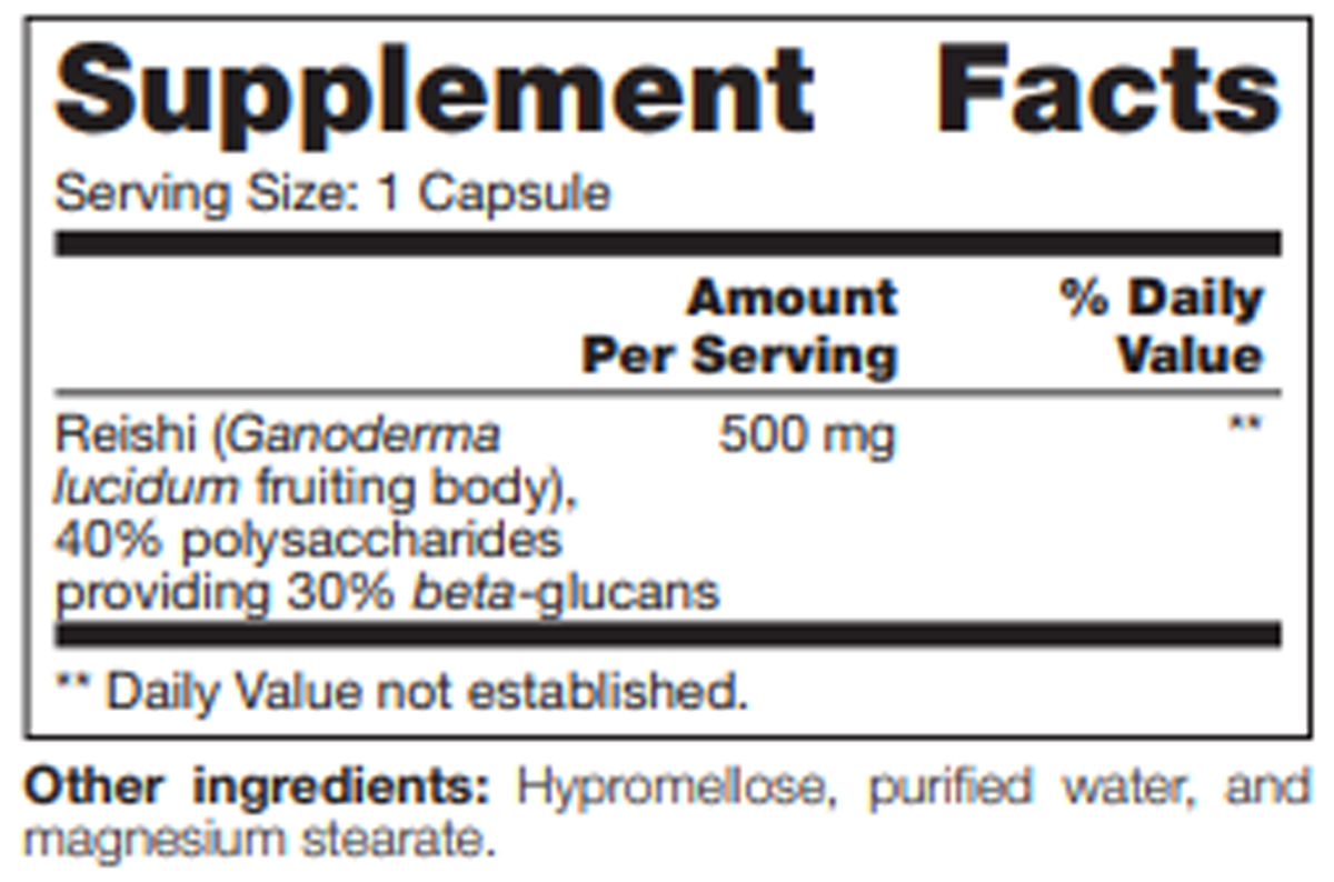 Reishi SAP 60 Capsules Supplement Facts