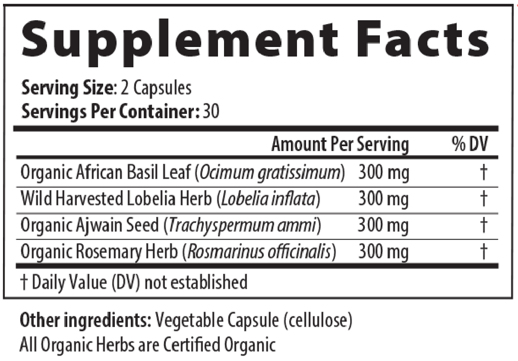 Respiratory EZ 60 Capsules Supplement Facts