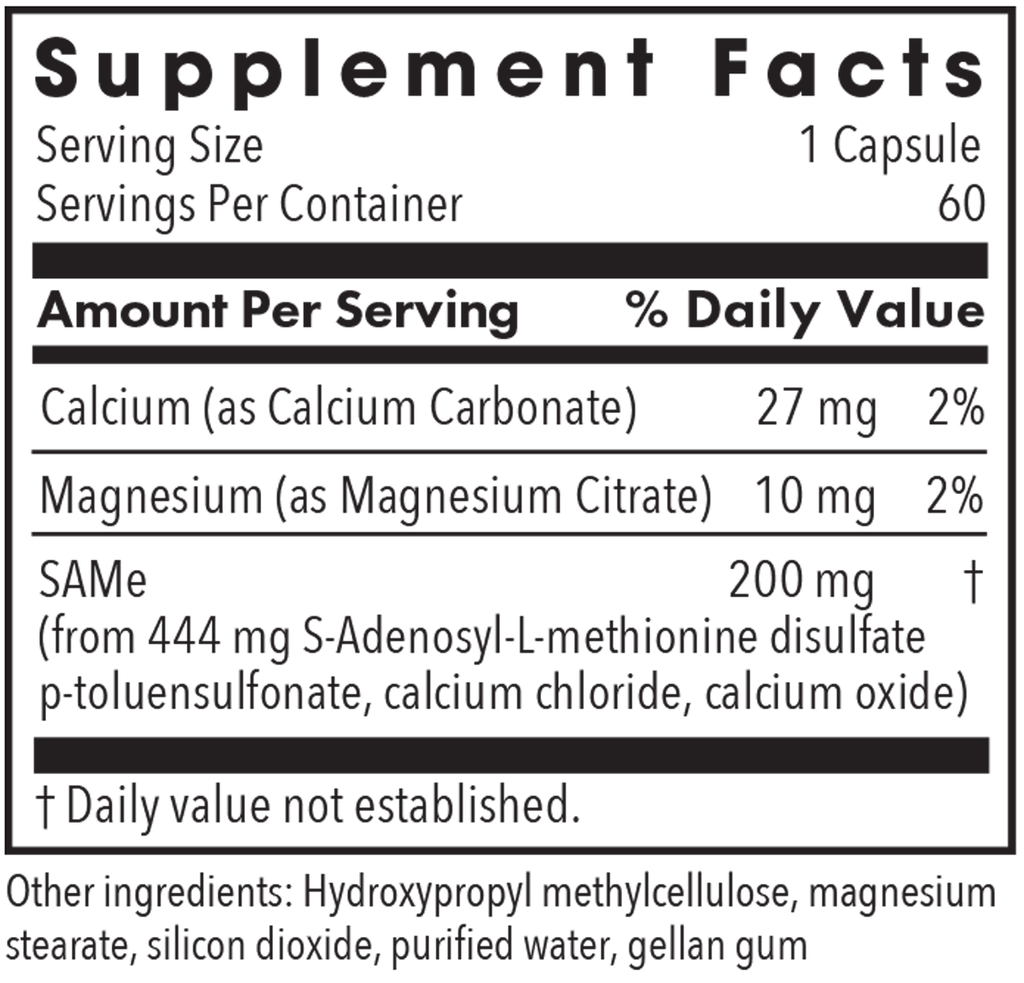 SAMe 60 Capsules Supplement Facts