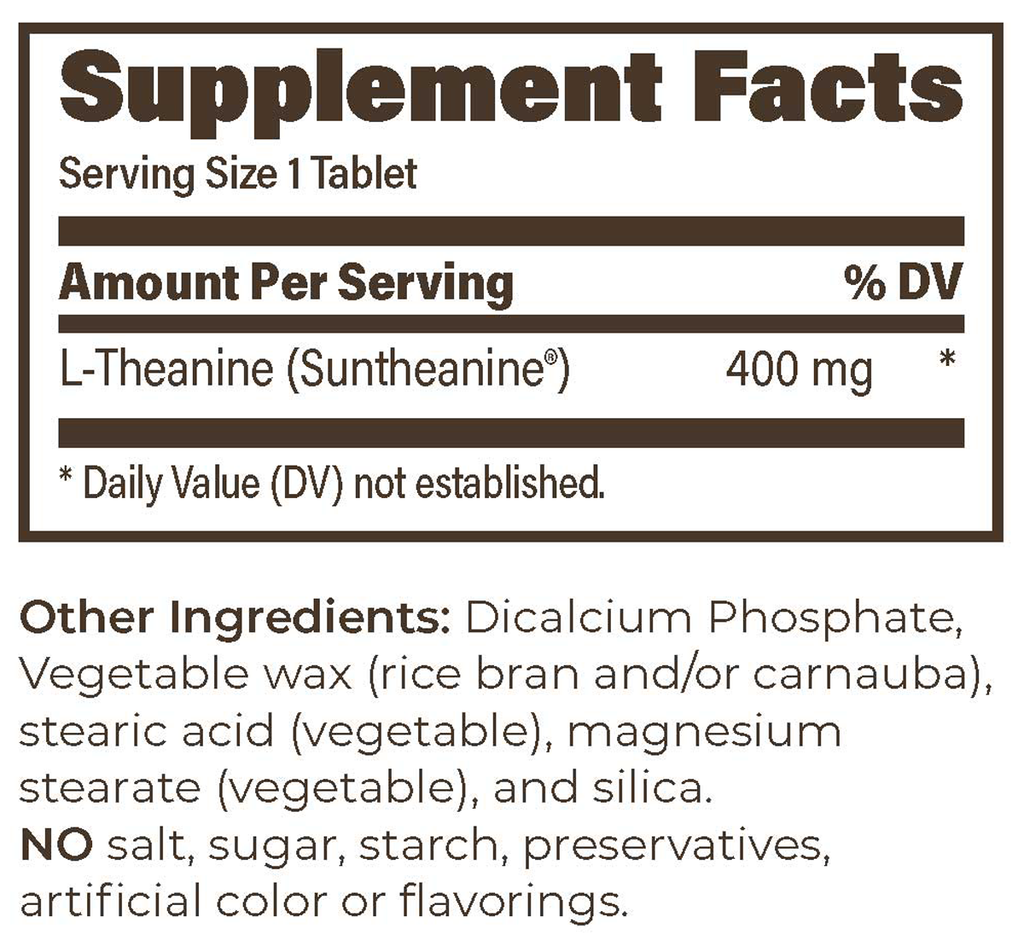 Suntheanine SR 400mg 30 Tablets Supplement Facts