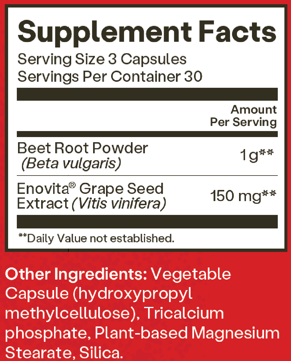 SuperBeets 1000 mg 90 Capsules Supplement Facts