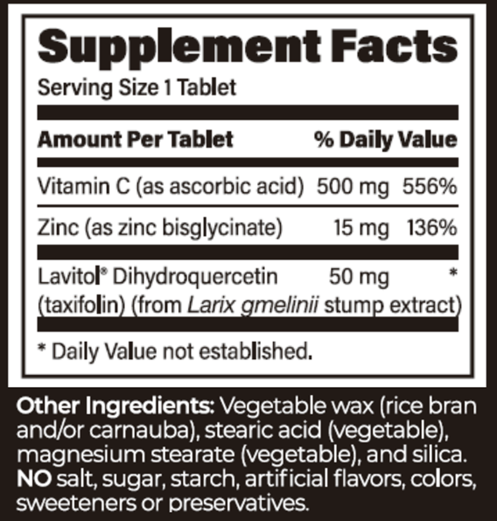 Taxifolin Complex SR 60 Tablets Supplement Facts
