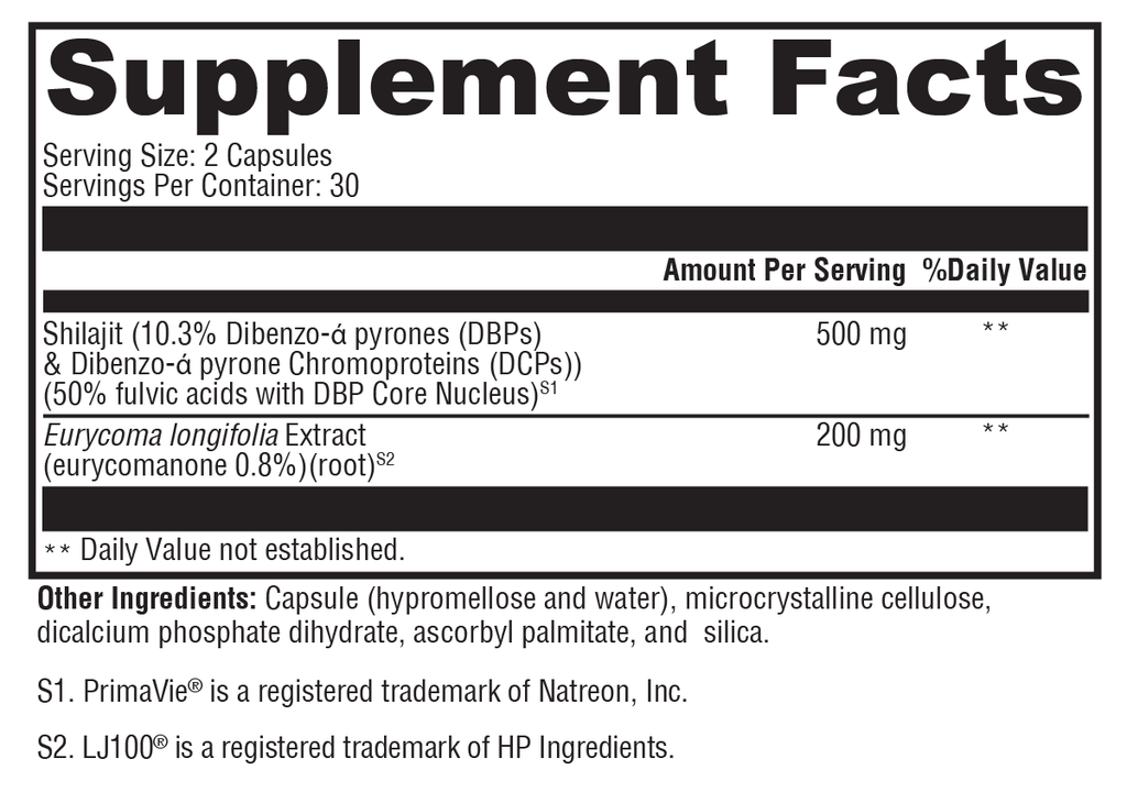 TestoPlex Plus® 60 Capsules Supplement Facts