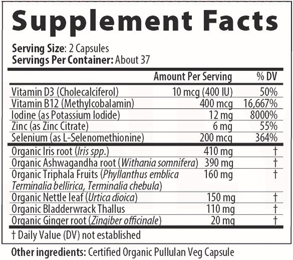 Thyroid Px 75 Capsules Supplement Facts