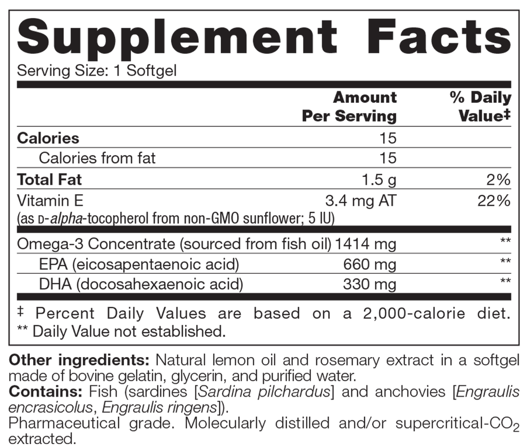 Trident SAP 66:33 Lemon 120 Softgels Supplement Facts
