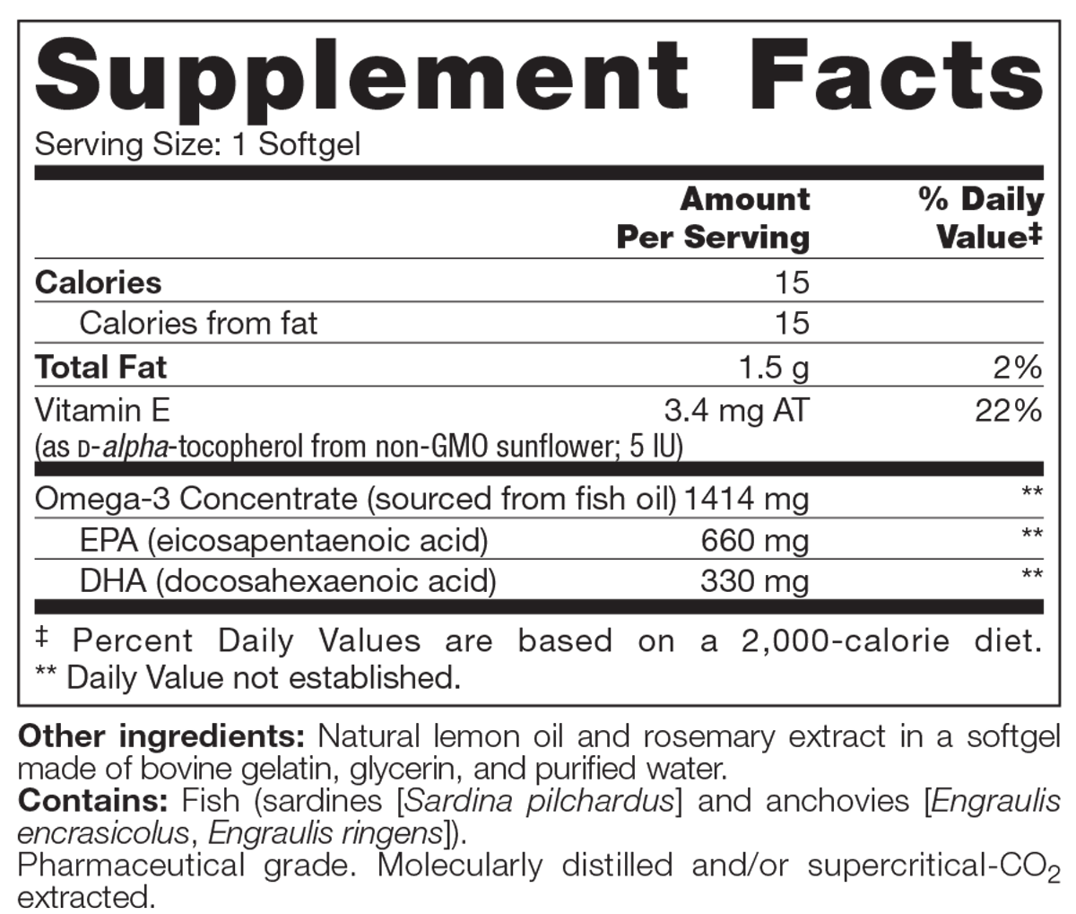 Trident SAP 66:33 Lemon 120 Softgels Supplement Facts