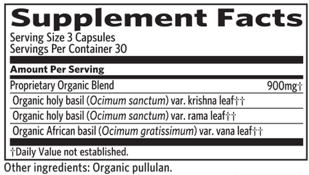 Tulsi - Holy Basil 90 Capsules Supplement Facts
