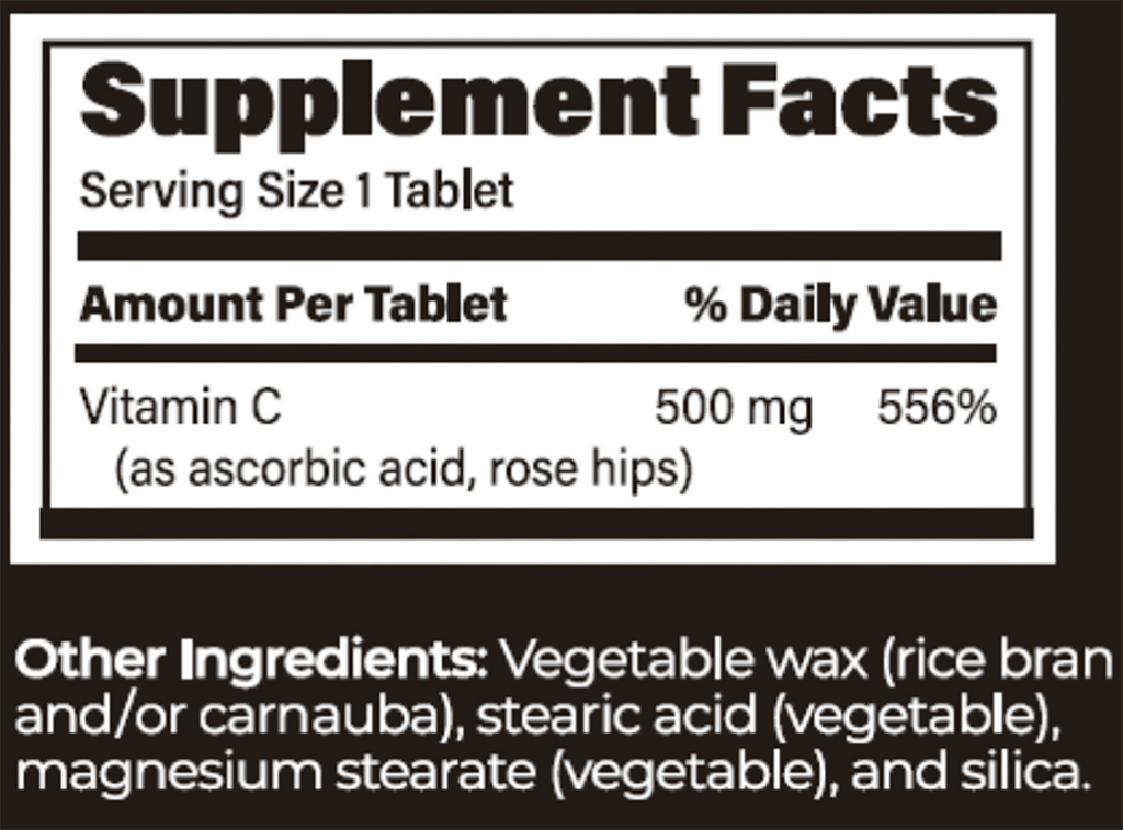 ENDUR-C SR 500 mg 90 Tablets Supplement Facts