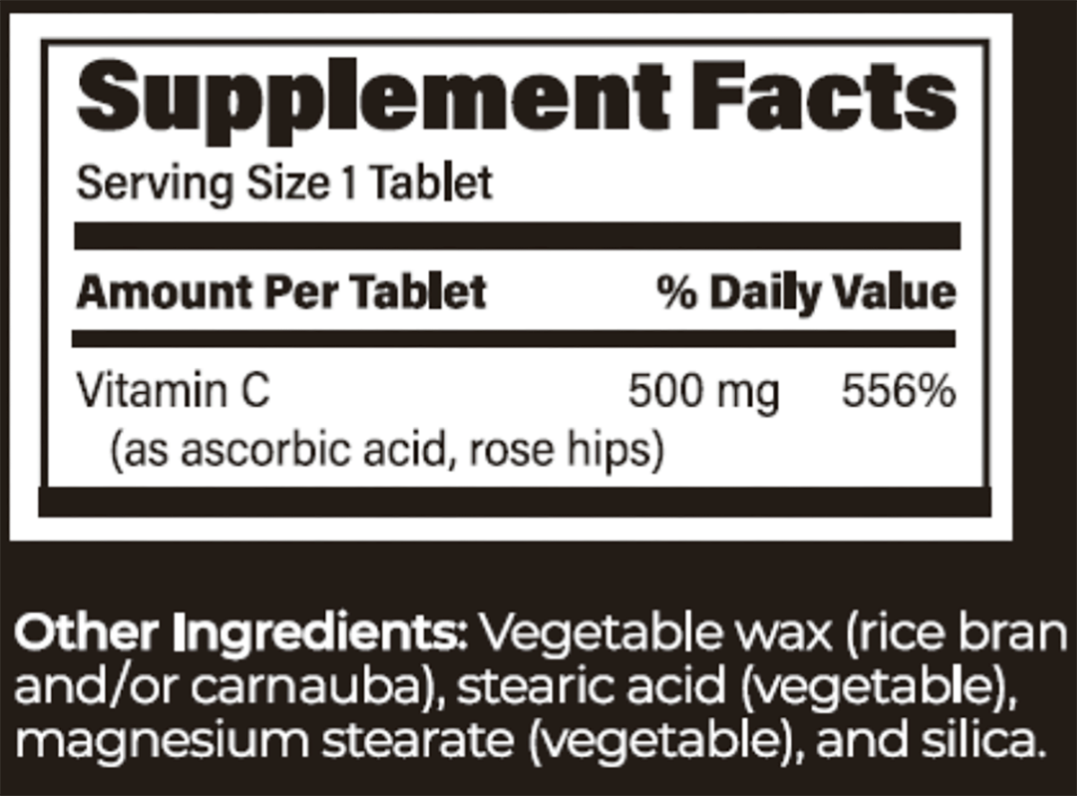 ENDUR-C SR 500 mg 90 Tablets Supplement Facts