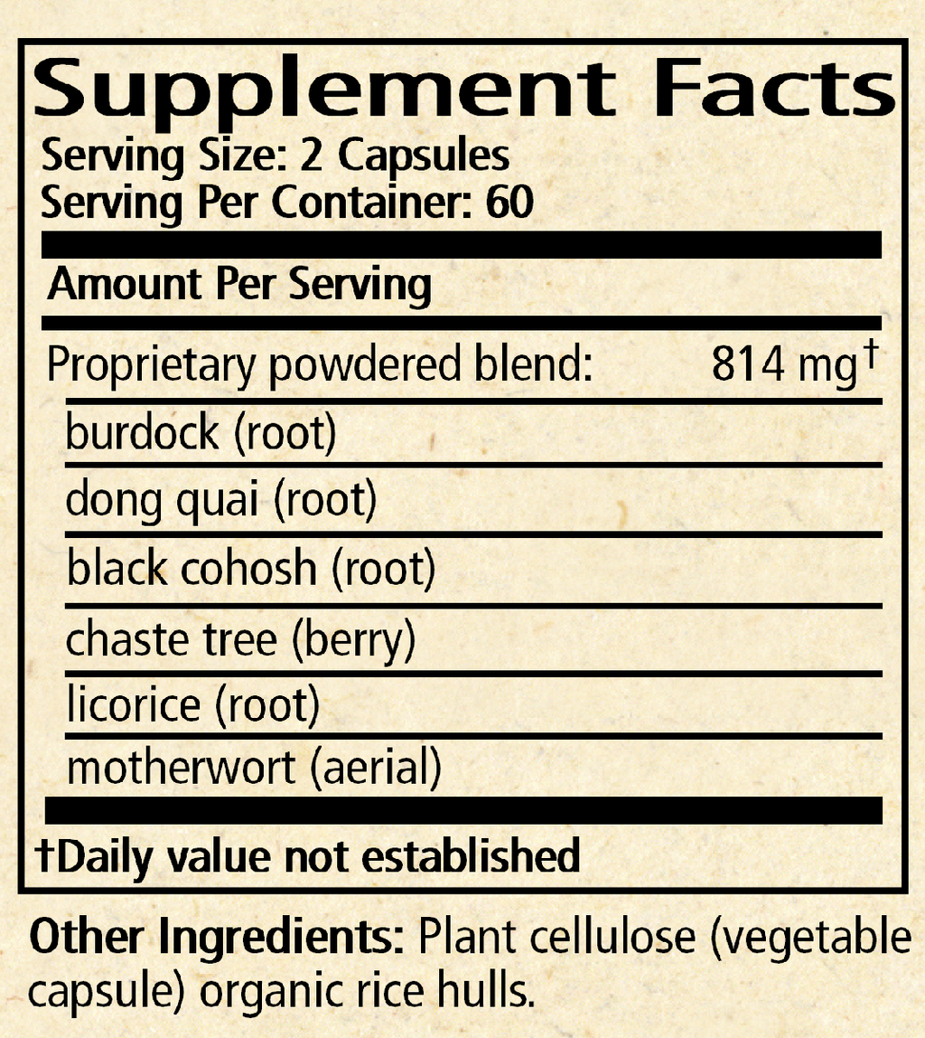 Women's Menocaps 120 Capsules Supplement Facts