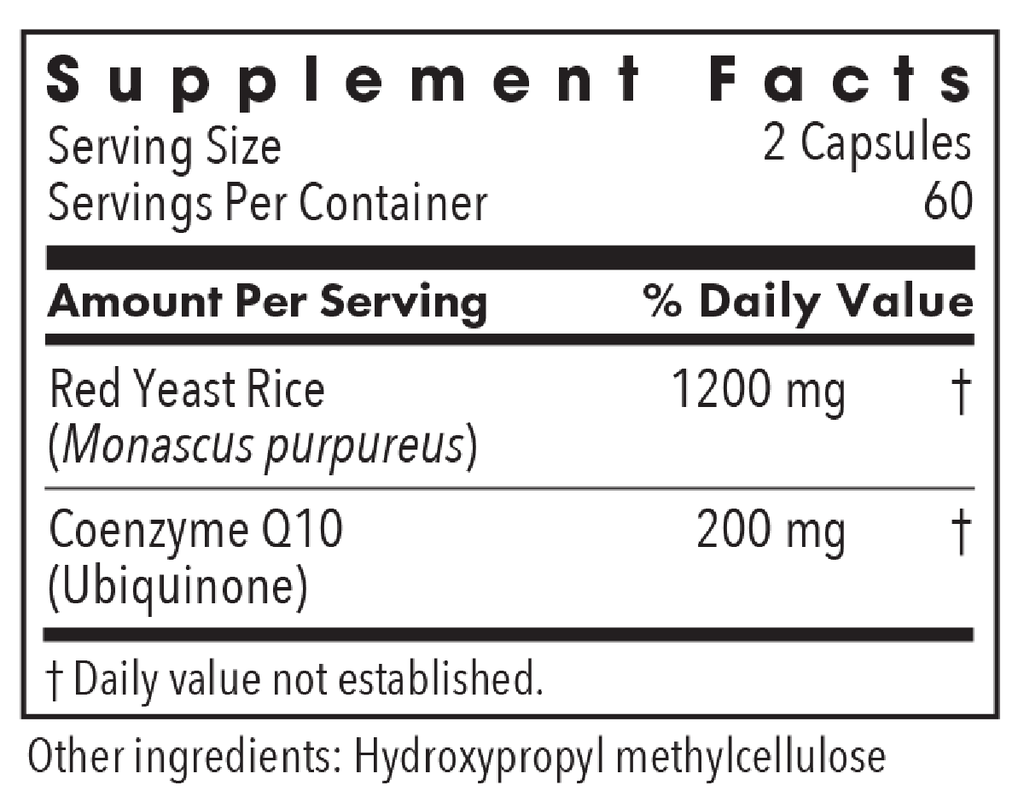 Red Yeast Rice with CoQ10 120 Capsules Supplement Facts