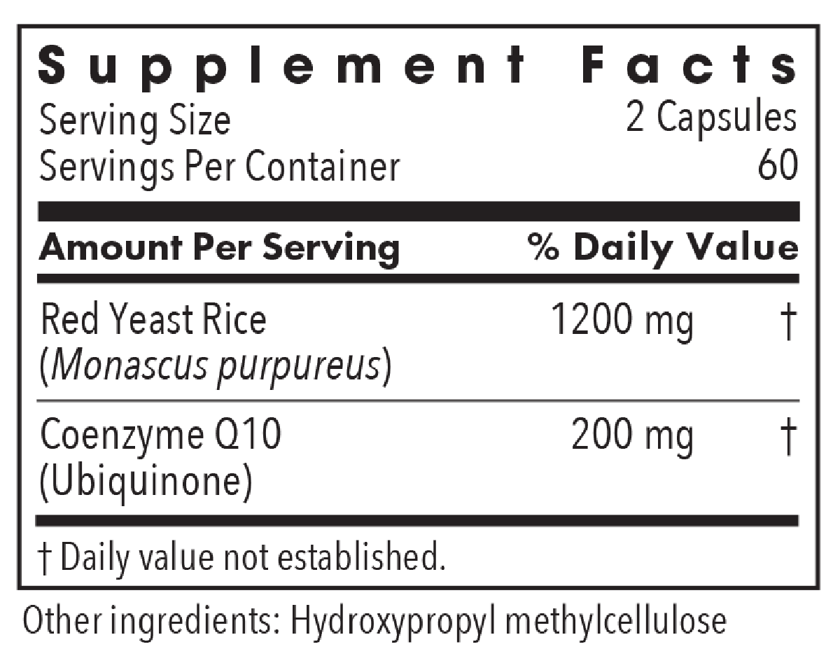 Red Yeast Rice with CoQ10 120 Capsules Supplement Facts