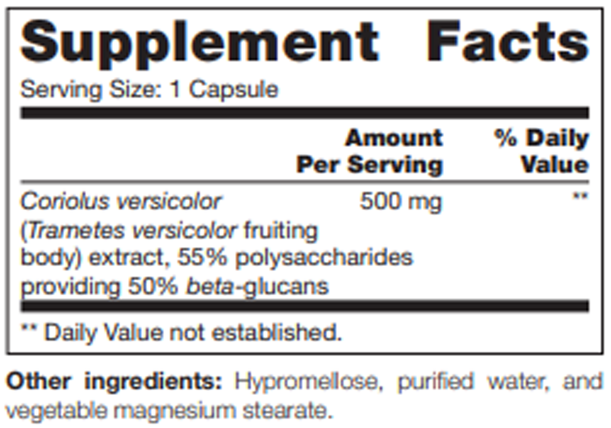 Coriolus Versicolor SAP 60 Capsules Supplement Facts